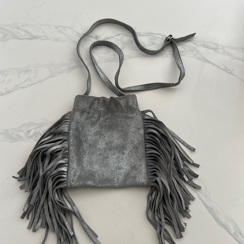 Silver crossbody bag - adjustable strap